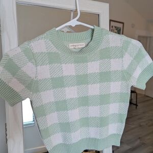 Aeropostale Green and White Checkered Sweater